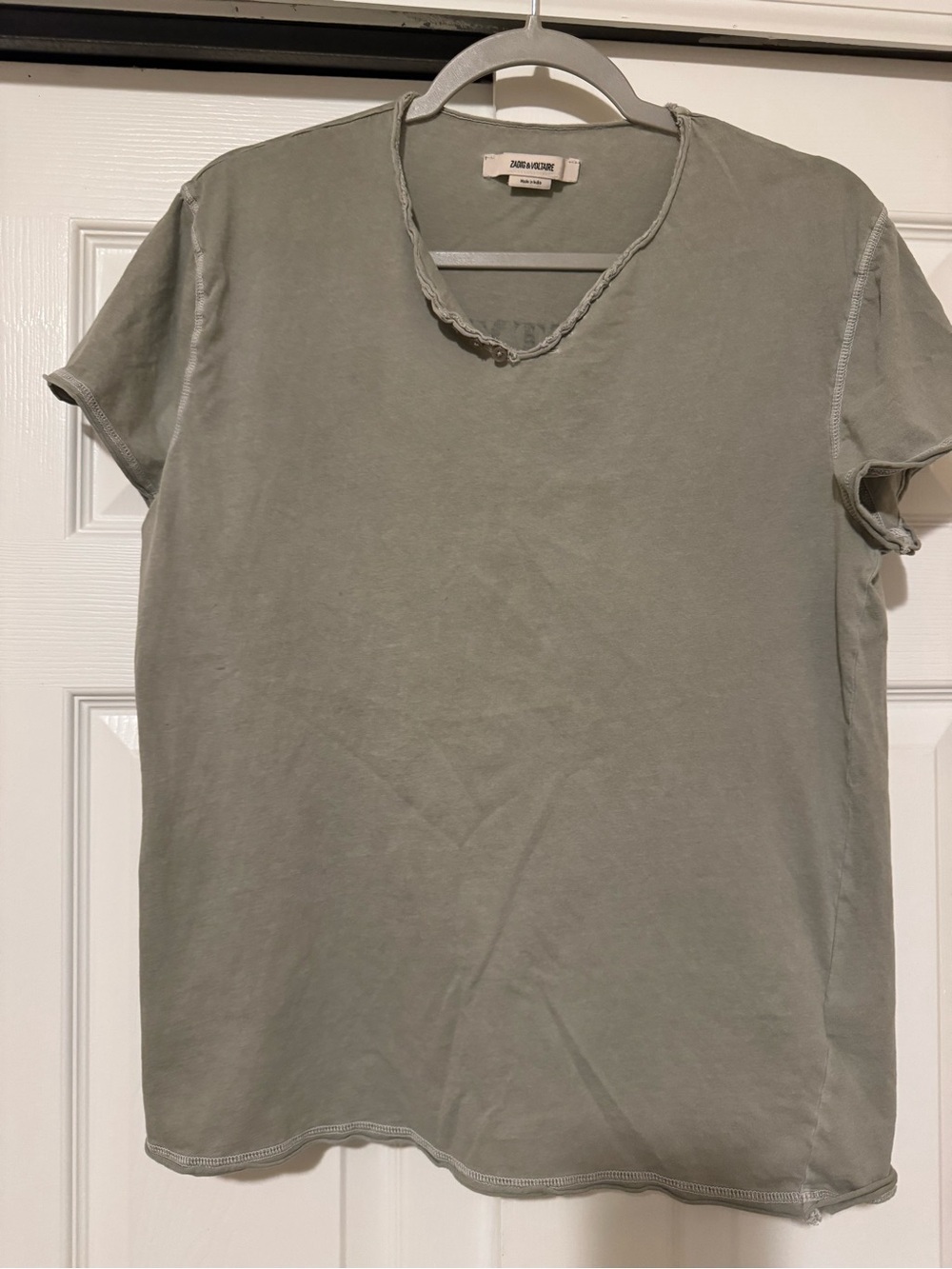 Zadig & Voltaire Women's Short Sleeve V-Neck Tee - Sage Green